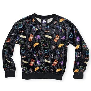 Forever 21 Taco Bell Velvet Black Long Sleeve Pullover Sweater Girl's Size‎ 7/8